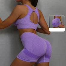Load image into Gallery viewer, Women Yoga Shorts Sets High Waist Butt Lifting Workout Fitness Tights Tummy Control Gym Running Stretched Sportswear
