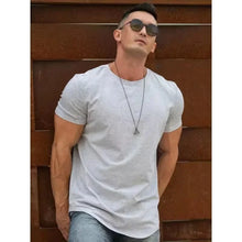 Load image into Gallery viewer, Muscle Training T-shirt Men's Summer Workout Short Sleeve T-shirt High Quality Cotton Fitness Men T-shirt Gym Solid Color Tops
