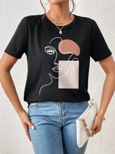 Load image into Gallery viewer, Women T-Shirts Fashion Simple Women's Face Print Tees Casual Soft Short Sleeve Tops Comfortable Street Clothes graphic t shirts
