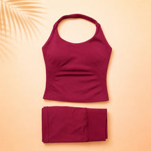 Load image into Gallery viewer, Women Seamless Yoga Set Halter Sports Bra Scrunch Butt Shorts 2 Piece Gym Workout Fitness Activewear High Waist Athletic Outfit
