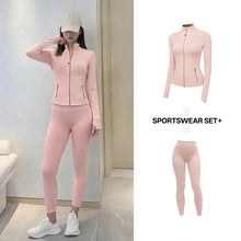 Load image into Gallery viewer, Women's Yoga Set Stand Collar Zip Jacket, Slim Fit Long Sleeve Sports Fitness Yoga Wear
