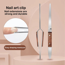 Load image into Gallery viewer, Nail Shaping Tweezers Curve Pinching Tool Gel Quick Building Extension Wooden Handle Tips Clips Nail Art Design Manicure Tools
