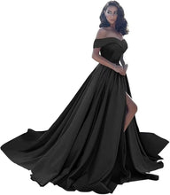 Load image into Gallery viewer, Simple Off Shoulder Satin Evening Gown
