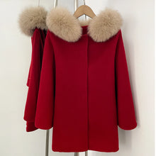 Load image into Gallery viewer, Hooded Fur Trim Wool Coat
