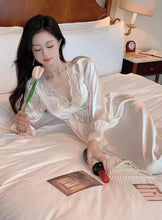 Load image into Gallery viewer, Female Long Nightdress Retro French Court Style Princess Nightgown Sleepwear Spring Summer Loose Rayon Home Clothes Lounge Wear

