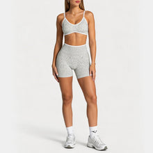 Load image into Gallery viewer, Women Leopard Print 2 Piece Yoga Set High Waist Butt Lift Biker Shorts Adjustable Strap Sports Bra Gym Workout Activewear
