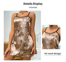 Load image into Gallery viewer, Women's Sleepdress Satin Floral Print Nightdress Comfortable Spaghetti Strap Sleepwear Dress Luxurious Satin Slip Nightdress
