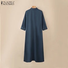Load image into Gallery viewer, Elegant Lapel Solid Midi Dress
