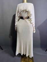 Load image into Gallery viewer, Elegant Pleated Long Dress with Butterfly Belt Women Cape Sleeve Wave Edge Ruffle Evening Party Dress
