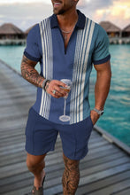 Load image into Gallery viewer, Summer Men's Tracksuit Short Sleeve Polo Shirt Set Fashion Luxury Chain Print Clothing 2 Pieces Casual Suit Streetwear Outfit
