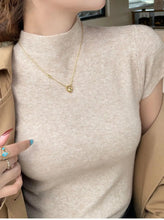 Load image into Gallery viewer, Knitted 2025 New Basic Sweaters Fashion Women Turtleneck Solid Thin Short Sleeve Slim Pullovers Streetwear Bodycon Sweater
