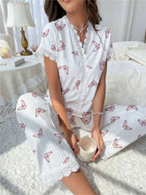 Load image into Gallery viewer, Cherry Lace Trim Pajama Set
