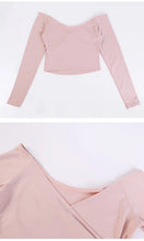 Load image into Gallery viewer, C-B Women's Yoga Set: Long-sleeved V-neck T-shirt &amp; High-waisted Cuffed Shorts &amp; Leggings, Suitable for Gym Workouts.
