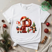 Load image into Gallery viewer, Festive Alphabet Holiday Casual Tee
