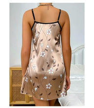 Load image into Gallery viewer, Women's Sleepdress Satin Floral Print Nightdress Comfortable Spaghetti Strap Sleepwear Dress Luxurious Satin Slip Nightdress
