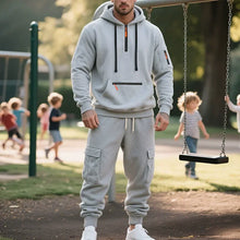 Load image into Gallery viewer, Men's Heavyweight Fleece-Lined Casual Tracksuit Set for Winter - Loose-Fit, Half-Zip, 2-Piece Workwear Style
