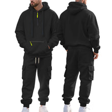 Load image into Gallery viewer, Men's Heavyweight Fleece-Lined Casual Tracksuit Set for Winter - Loose-Fit, Half-Zip, 2-Piece Workwear Style

