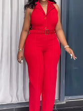 Load image into Gallery viewer, Women Sleeveless Lapel Jumpsuit
