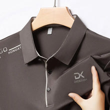Load image into Gallery viewer, Men's Business Casual Short Sleeve Polo Shirt Solid Color with Badge Fashionable Breathable Comfortable Versatile Business Top
