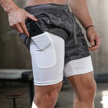 Load image into Gallery viewer, Camo Running Shorts Men Gym Sports Shorts 2 In 1 Quick Dry Workout Training Gym Fitness Jogging Short Pants Summer Men Shorts
