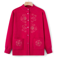 Load image into Gallery viewer, Women Winter Coats Vintage Printed Knitted Cardigan Sweater Female Jacket Spring Autumn Outerwears Top Wool Knitwear Coat
