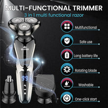 Load image into Gallery viewer, Rechargeable Electric Shaver for Men All in One Trimmer Set with Nose Trimmer Sideburns Trimmer Face Cleaning Brush

