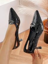 Load image into Gallery viewer, Elegant High Heels for Women, Spring and Summer New French Shallow Leather Mules, Cool and Breathable Hollow Design, Plaid Pattern Upper Kitten Heels, Versatile Dresses, Weddings, Parties, Date, Valentine's Day
