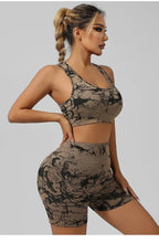 Load image into Gallery viewer, Women Seamless Tie Dye Yoga Set Quick Dry Sports Bra Shorts Lightweight Breathable Workout Outfit

