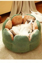 Load image into Gallery viewer, Petal Shaped Pet Bed, Plush Round Dog &amp; Cat Cushion Mat with Knitted Texture, Ultra Soft Warm Nest for Kittens Puppies in Winter
