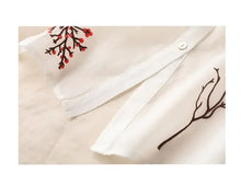 Load image into Gallery viewer, Summer Seven Point Cotton Linen Embroidered Shirt for Women 2024 New Literary Loose Temperament Lapel Casual Top for Women Tops
