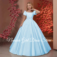 Load image into Gallery viewer, Elegant Flower Girl Dresses for Wedding Satin Beaded Floral Floor Length Girl Kids Birthday Party First Holy Communion Gown
