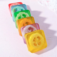 Load image into Gallery viewer, 100g Organic Lavender Oil Loofah Soap Natural Lemon Whitening Face Body Wash Bar Loofah Soap
