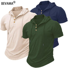 Load image into Gallery viewer, Men T Shirts  Summer Slim Fitness Hooded Short-Sleeved Bodybuilding Quick Dry Tshirt Male Gym Clothes Breathable Sports Tops
