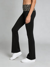 Load image into Gallery viewer, Fashionable Leopard Print Pleated Yoga Pants High Elastic Comfort Slim Fit Bell Bottoms Waistline Splicing Sporty Trousers
