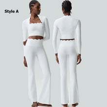 Load image into Gallery viewer, Women Two Pieces Fitness Yoga Set Solid Color Long Sleeve Gym Sportswear Breathable Quick Dry Workout Clothes Female Suit
