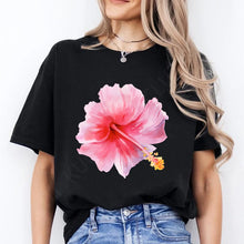 Load image into Gallery viewer, Pink Hibiscus Casual Y2K Tee
