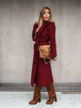 Load image into Gallery viewer, European and American Autumn and Winter Coats for Women's Clothing Solid Color Lapel Long Sleeved Woolen Women's Coats Simple St
