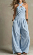 Load image into Gallery viewer, 2026 Summer Jumpsuit Solid Color Hanging Neck Elegant Casual Versatile Simple Fashion Comfortable Daily Style Wide Leg Jumpsuit
