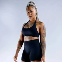 Load image into Gallery viewer, KEEP THAT PUMP Strappy Sports Bra With Logo High Support Womens Yoga Seamless Workout Top Elasticity Fitness Running Gym Bras
