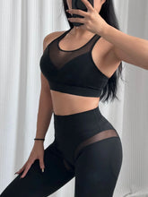 Load image into Gallery viewer, Women's Fitness Yoga Set Nude Mesh Splicing Bra with High-Waisted Leggings Cross-Border Fishing Net Design for Comfortable Wear
