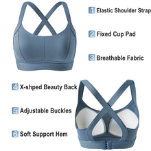 Load image into Gallery viewer, Women High Impact Sports Bra Criss Cross Back Padded Bra Workout Fitness Sports Yoga Bras Shockproof Sport Crop Top Vest
