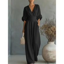 Load image into Gallery viewer, Women's Jumpsuit Fashion High Waist V-neck Casual Jumpsuits Sexy Solid Color Office Wide Leg Trousers Overalls Vacation Outfit
