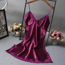 Load image into Gallery viewer, Silk Lace Camisole Nightgown Women

