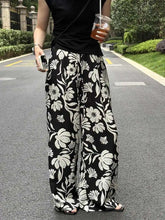 Load image into Gallery viewer, Wide-leg Pants for Women Summer Thin Printed New Style Drawstring Elastic Loose Straight Casual
