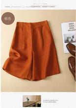 Load image into Gallery viewer, Women's Shorts Cotton Linen High Waisted Short Pants Casual Loose Solid Purple Button Summer Shorts for Women
