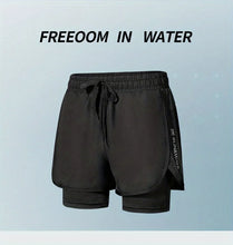 Load image into Gallery viewer, Men's Swim Trunks Quick Dry Athletic Shorts with Compression Liner for Beach Pool Running Gym
