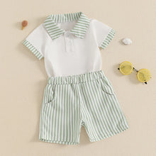 Load image into Gallery viewer, Striped Collar Summer Set
