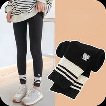 Load image into Gallery viewer, Girls Leggings Spring Autumn Casual Outerwear Pants 3-10Y Heart Pattern Ribbed Cuffs Kids Stretchy Tights Fashion Girls Bottoms

