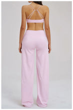 Load image into Gallery viewer, Yoga Set - Backless Bra + Cross Waist Wide Leg Pants Fitness Suit, Jogging Tracksuit Active Wear Workout Loungewear Sports Gym
