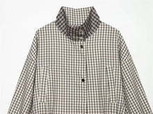 Load image into Gallery viewer, Women's Coat 2026 New Autumn Gray Plaid Long Sleeve Loose Drawstring Decorative Coat Casual Fashion Personal Ladies Outerwear
